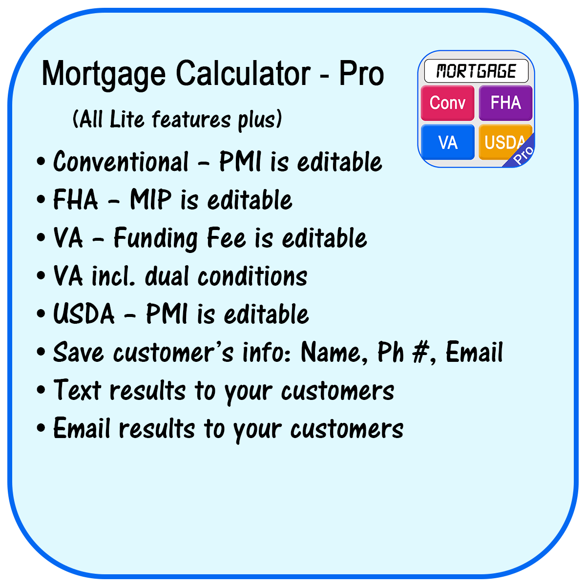 Mortgage Loan Calculator-Lite for Realtors and Loan Officers